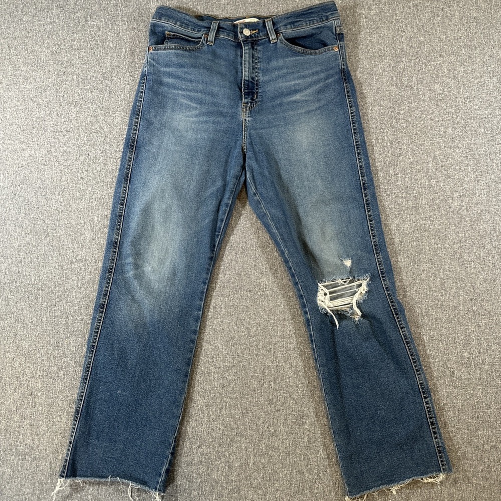 Levi's Signature Heritage High Rise Straight Jeans W30 Distressed Raw Hem Y2K